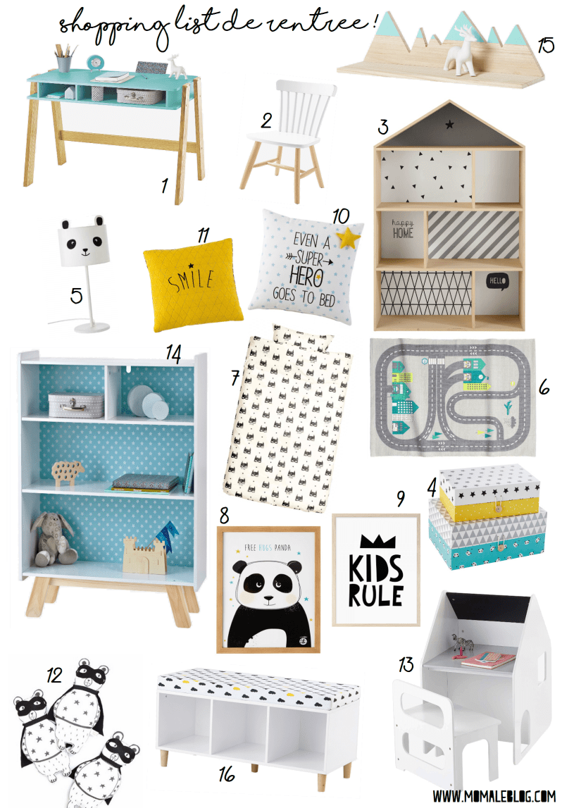 Shopping liste Moma boy bedroom
